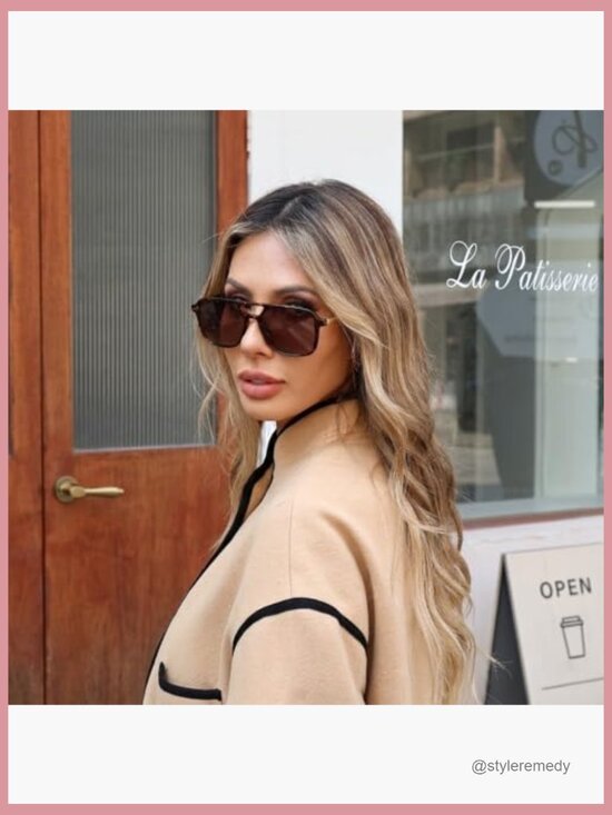 Retro Aviator Sunglasses with UV400 Protection, Plastic Frame main image 5